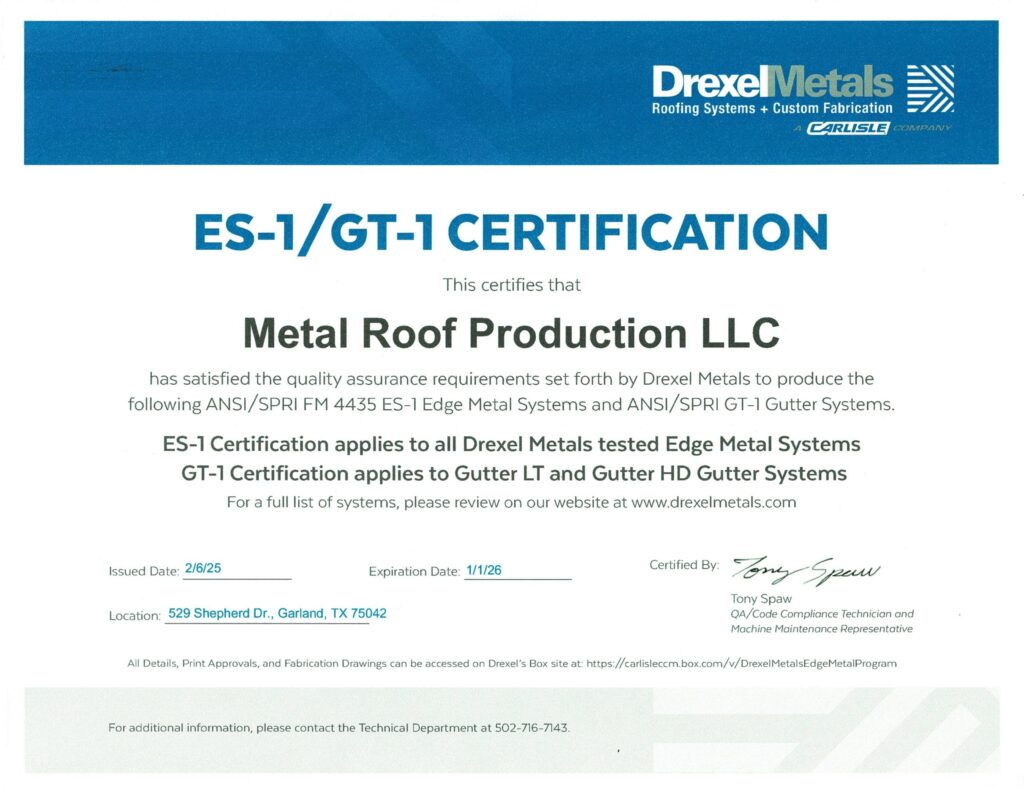 ES-1 Certification